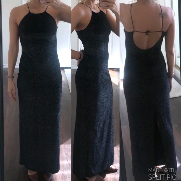 Jump Apparel Dresses & Skirts - 90s vintage black velvet dress with silver glitter